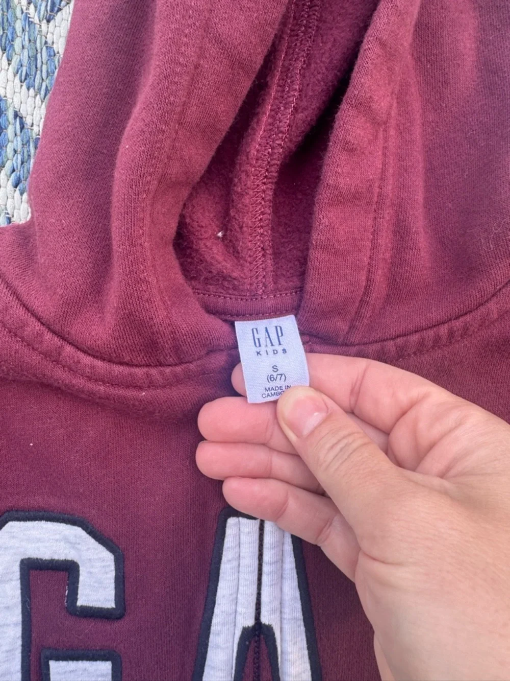 GAP Kids Burgundy Zip-Up Hoodie with White Logo NWOT